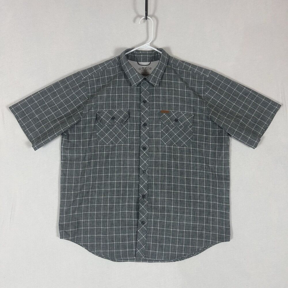 Orvis Short Sleeve Button Up Shirt Men's XL Gray Plaid Collared Fishing Outdoor